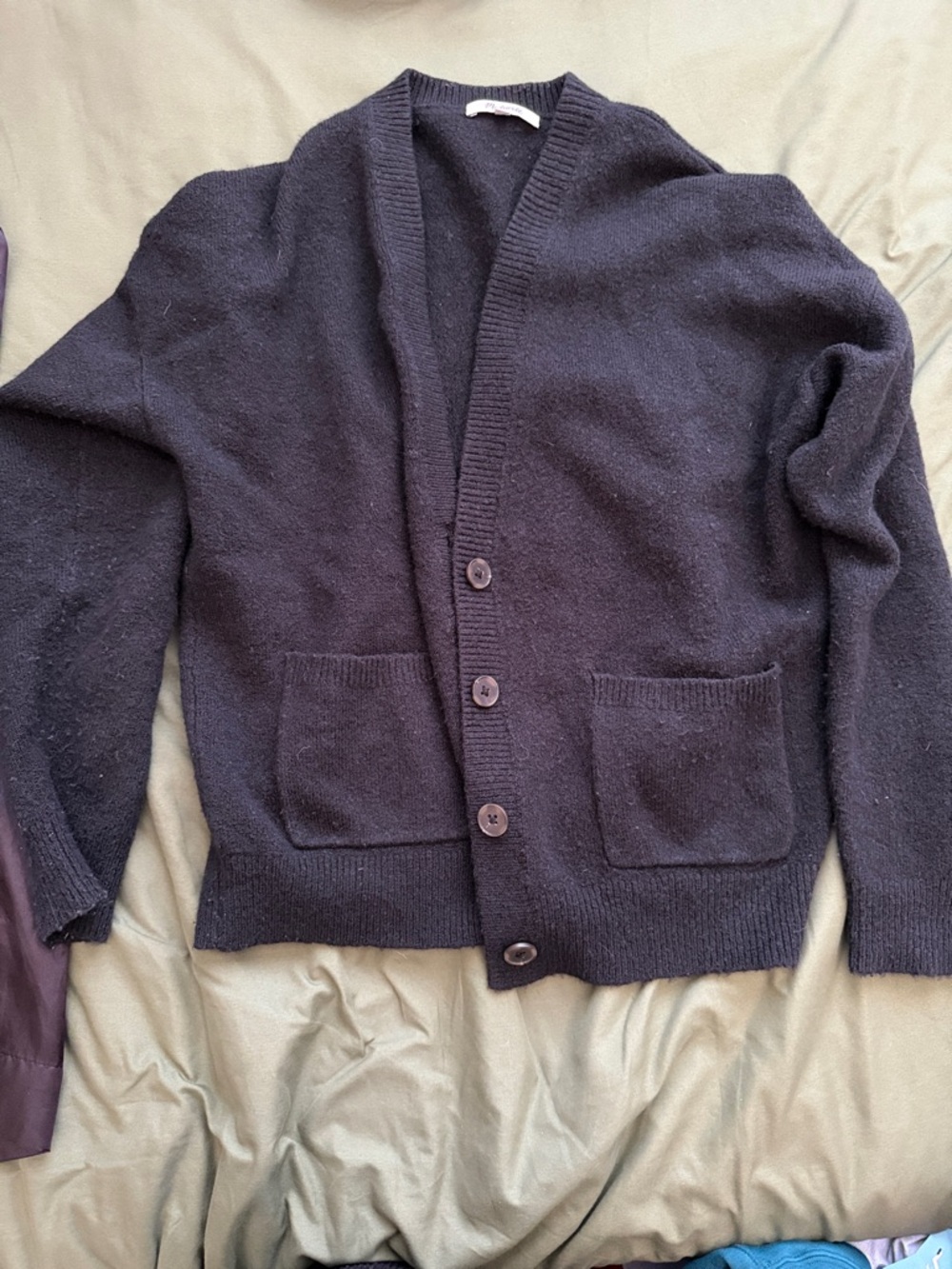 Madewell Black V-Neck Button Cardigan